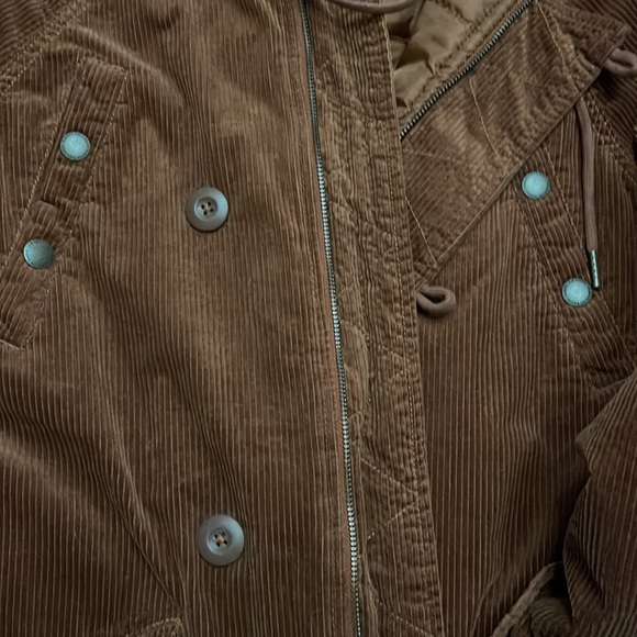 American Eagle Brown Corduroy Zip-Up Hooded Parka size small Ships Same Day! - Picture 10 of 13